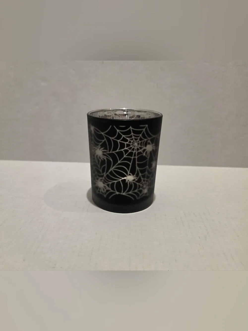Spiderweb Glass Votive Candle Holder - Black -